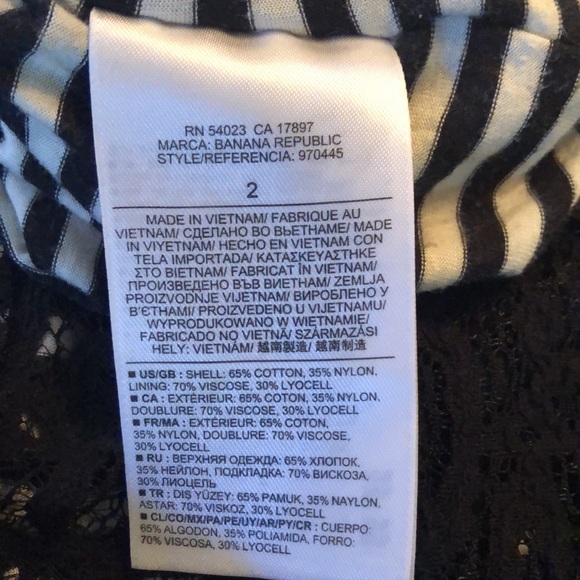 🍌Banana Republic chrochet overlay of striped top lace sleeves zipper back top - Picture 8 of 11